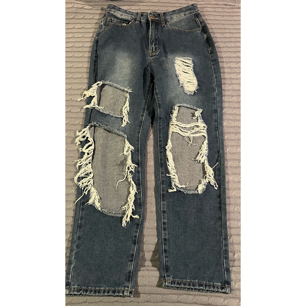 Shein high-waisted straight-leg jeans (M)